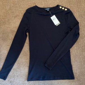 Ralph Lauren NWT long sleeved Tee with button accent